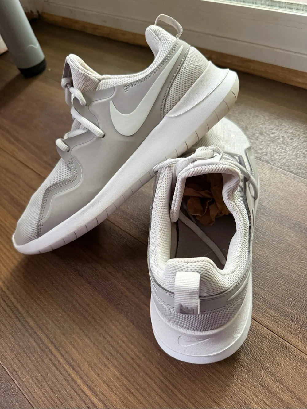 Nike Women’s White and Light Gray Mesh Athletic Sneakers